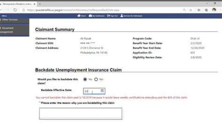 How do I backdate my Pua claim in PA?