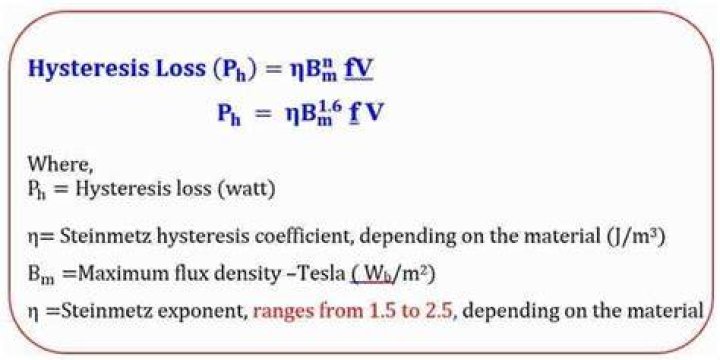 What is hysteresis loss formula?